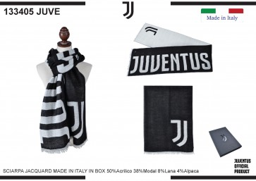 SCIARPA LOGATA MADE IN ITALY IN BOX 50%PC 38%MD 8%WO 4%WP JUVENTUS