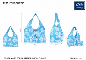 BORSA MARE TONDA RIB STOP IBISCUS 100%PL AQUA DI MARE